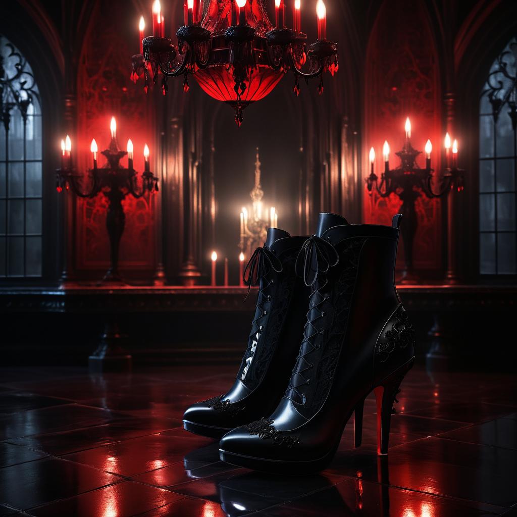 Gothic High Heel Boots in Castle Setting