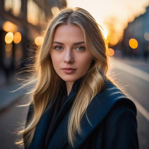 Young Blonde Woman Portrait in Urban Golden Hour
