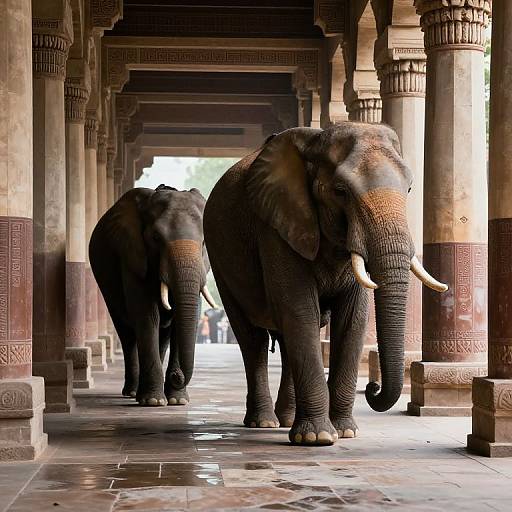 Majestic Elephants in Grand Hallway