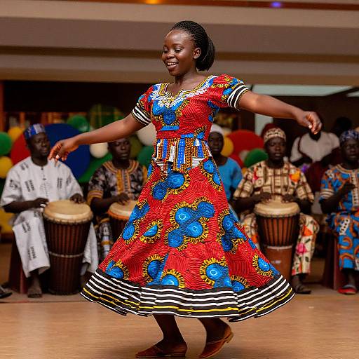 Smiling African Woman Dancing Vibrantly