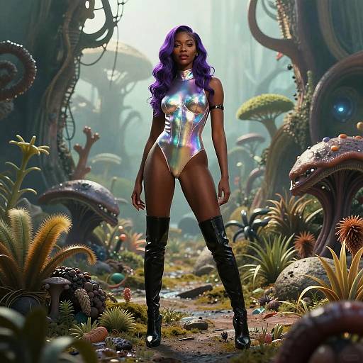 Futuristic Woman in Alien Landscape