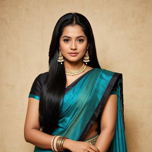 Elegant Woman in Traditional Saree with Ethnic Jewelry