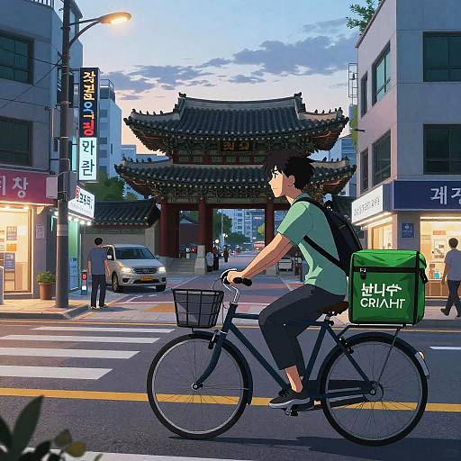 Detailed Anime Twilight Seoul Landscape