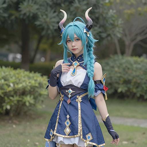 Woman in Fantasy Cosplay Costume Outdoors
