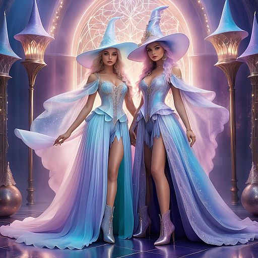 Enchanting Wizard Women in Flowing Dresses Enchanting Wizard Women in Flowing Dresses