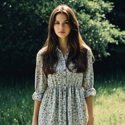 Realistic Female in Floral Shirt Dress