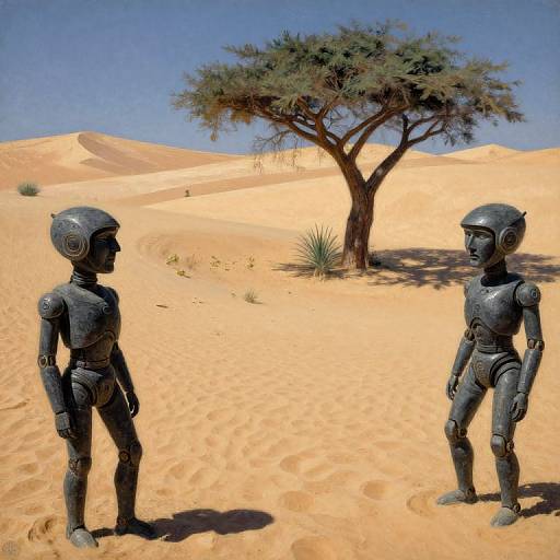 Impressionist Desert Oasis with Mecha