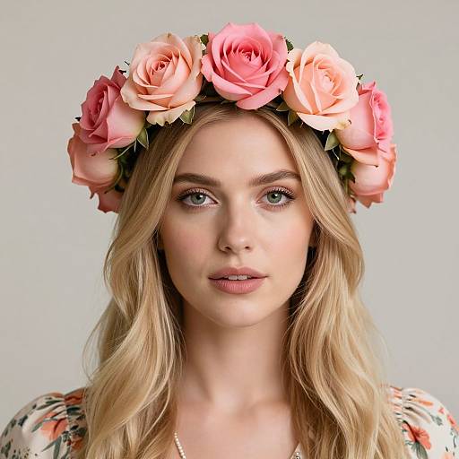 Blonde Woman with Vibrant Flower Crown