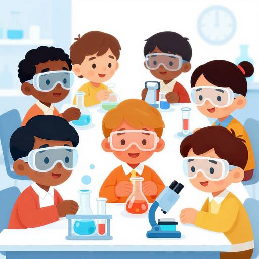 Diverse Kids Science Experiment Clipart