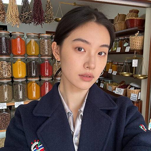 Young Woman Selfie in Spice Shop