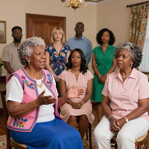 Diverse Group of Seven in Elegant Room
