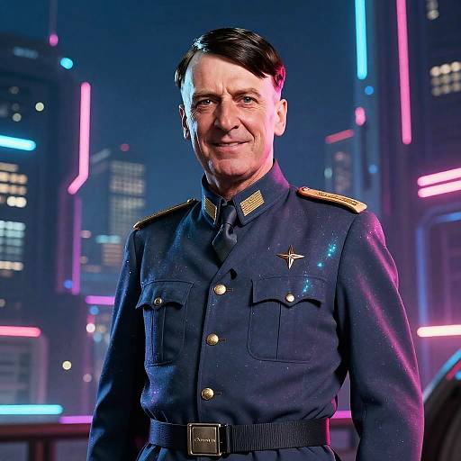 Cyberpunk Hitler Chad in Neon Lights