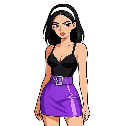 Edgy Fashion Woman in Purple Skirt