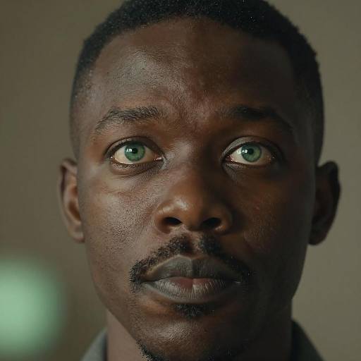 Close-up of Black man with green eyes