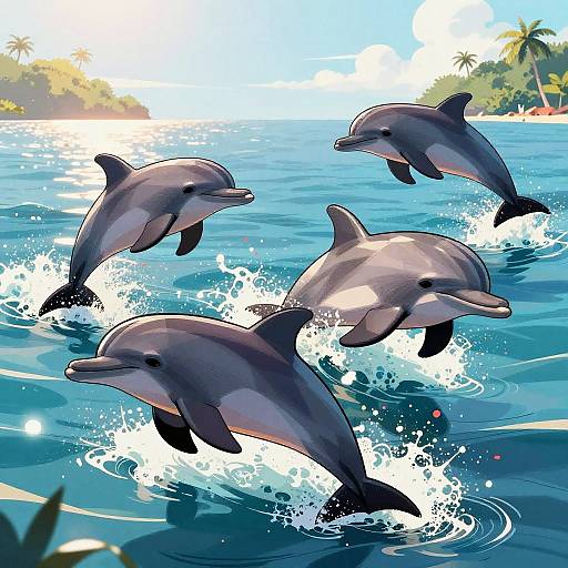Playful Dolphins in Sunlit Cove