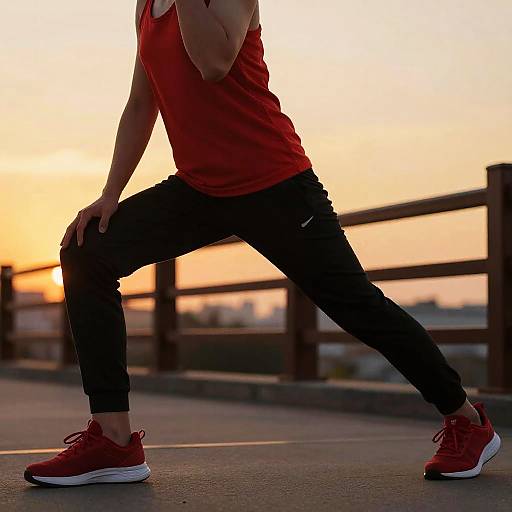 Person Doing Lunge Exercise Outdoors at Sunset