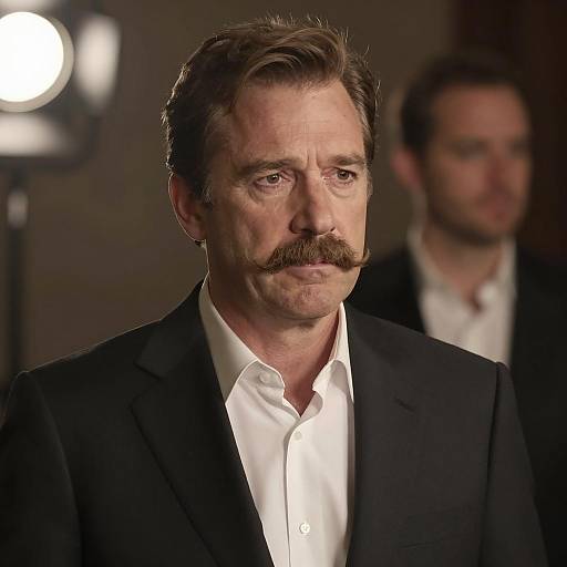 Middle-aged man with thick mustache in black suit