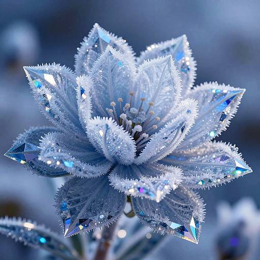 Crystalline AI-Generated Winter Flowers