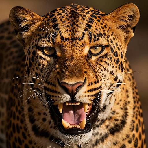 Intense Close-Up of Snarling Leopard