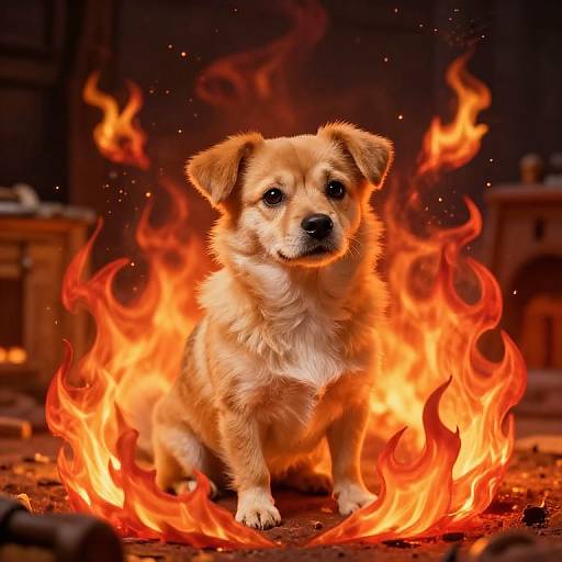 Cozy Chaos Dog in Fire Meme