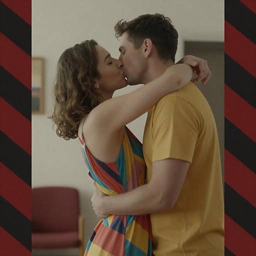 Passionate Indoor Kiss of a Couple