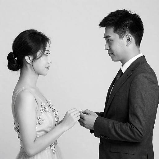 Elegant Black-and-White Couple Portrait