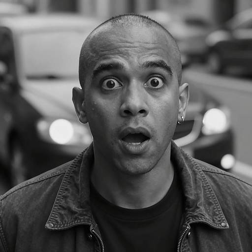 Dramatic Black-and-White Portrait of Shock