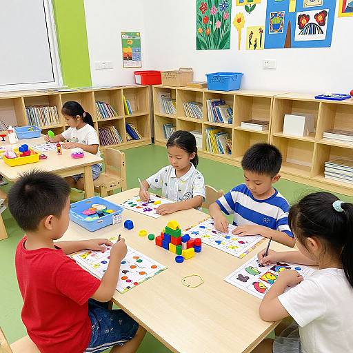 Children Learning in Colorful Center