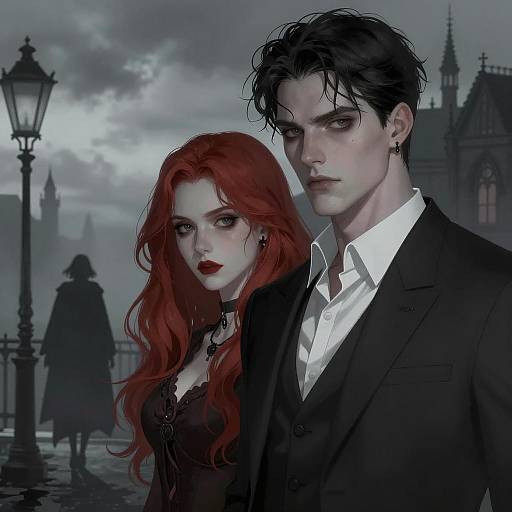 Gothic Romance in a Dark Cityscape