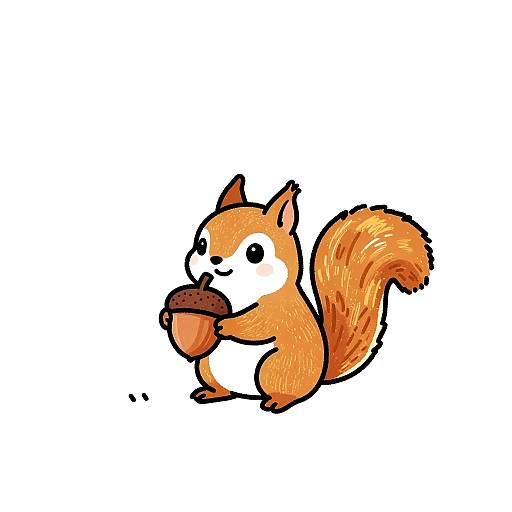 Playful Baby Squirrel Line Art