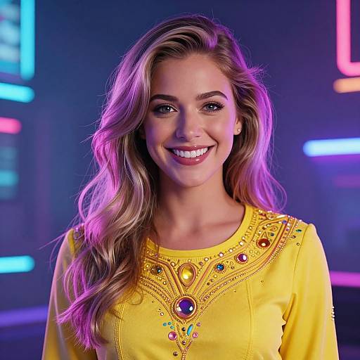 Glowing Woman in Cyberpunk Neon