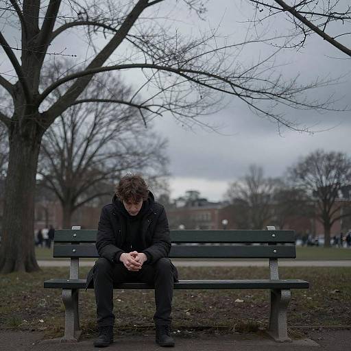 Melancholy Poet on Park Bench