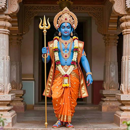 Radha Krishna in Ornate Temple Setting