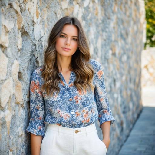 Young Woman Leaning on Stone Wall