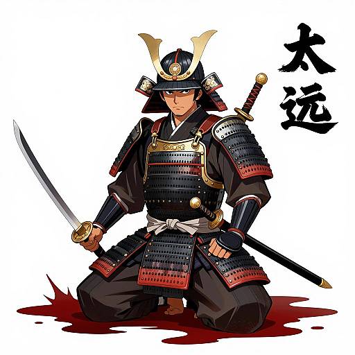 Samurai Warrior in Blood and Armor