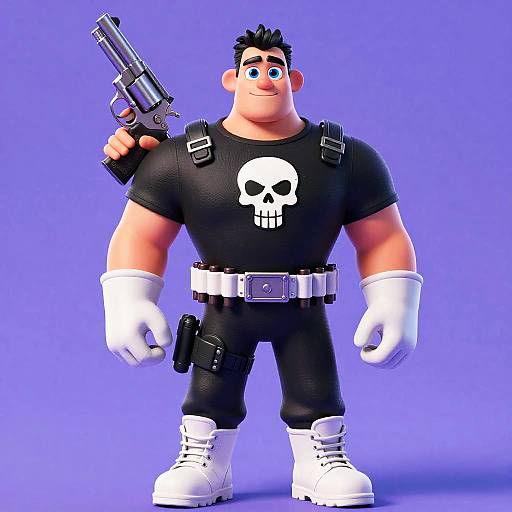 3D Tall Commando Character Pixar Style