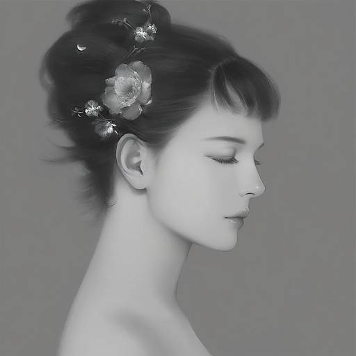 Greyscale Side Profile Flower Portrait