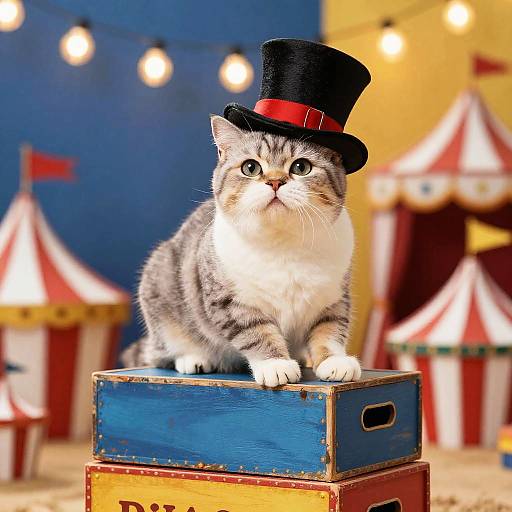 Playful Cat in Circus Wonderland