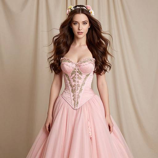 Elegant Woman in Pink Gown Portrait