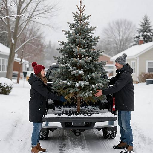 Joyful Tree Loading on a Winter Day