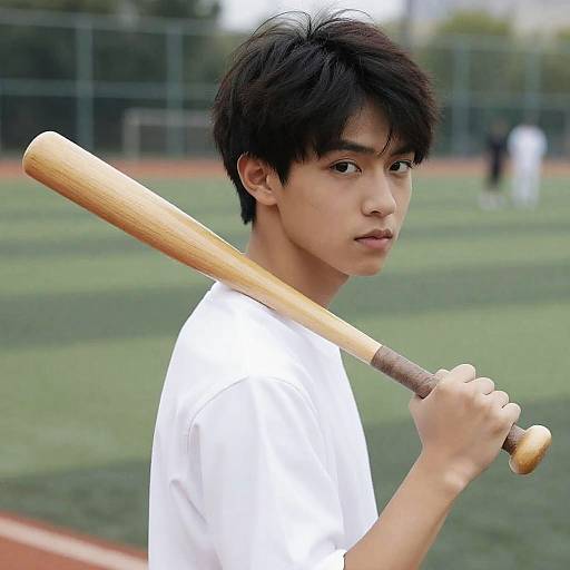 Intense Young Man with Baseball Bat