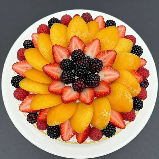 Vibrant Fruit-Topped Cake Presentation