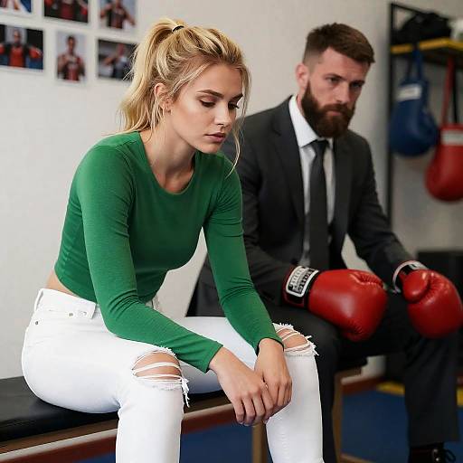 Candid Moment in a Boxing Gym