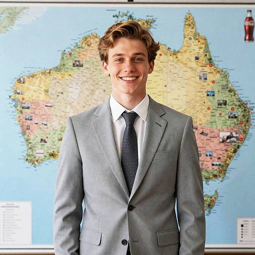 Smiling Young Man with Australia Map