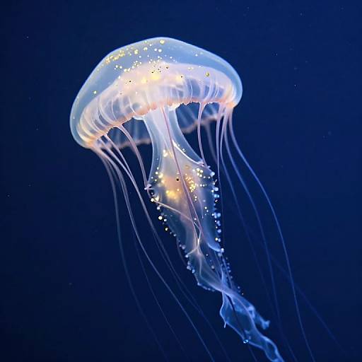 Glowing Translucent Jellyfish in Ocean