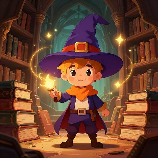 Young Apprentice in Magical Library