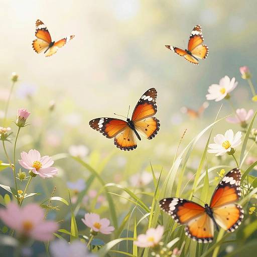 Serene Butterfly Garden Illustration