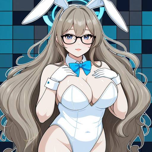 Illustration of Akane (bunny) (blue archive), blue archive in the style of Merunyaa