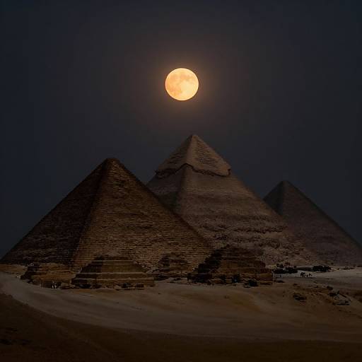 Moody Night at Pyramids of Giza