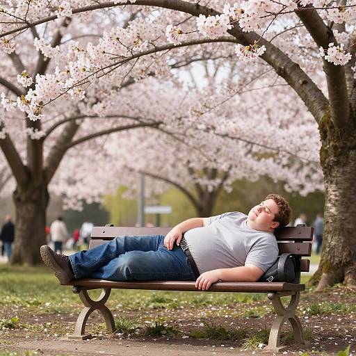 Tranquil Sleep Under Cherry Blossoms